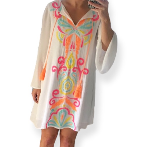 Lilly Pulitzer Dresses & Skirts - LILLY PULITZER | SIZE: S | GORGEOUS ELLIE TUNIC TOO MUCH BUBBLY EMBROIDERY DRESS